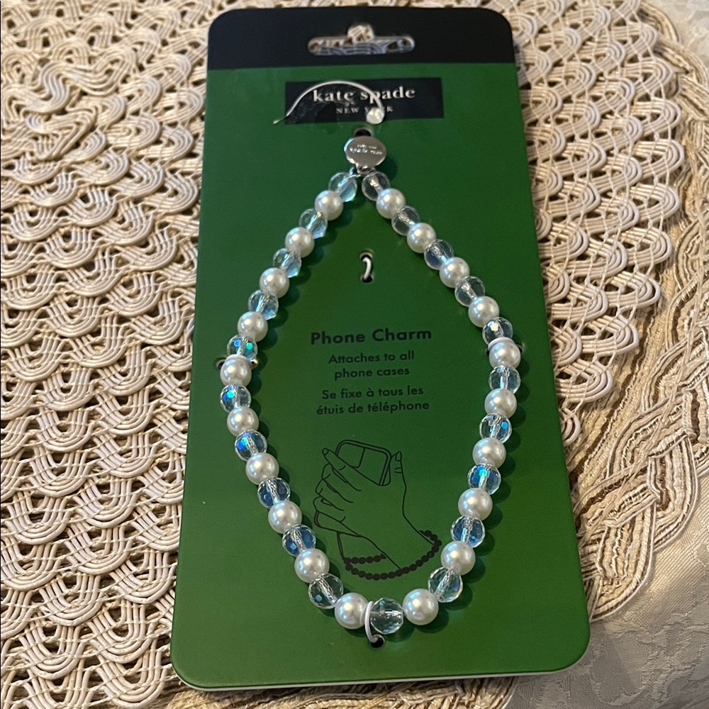 Kate Spade Blue and Pearl Bracelet Phone Charm NWT